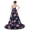 花のパターンロマンチックなウエディングドレスのウエディングドレス錯覚ネックラインプリントチャプルトレインレースアップイブニングガウンCMW00145137280
