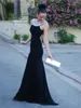 Sexig Backless Black Aftonklänningar Monterad mantel Kolumn Scoop Neck Open Back Luxury Crystals Long Formal Prom Party Gowns Custom Gjorda