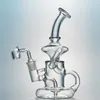 Clear Klein Tornado Glass Bong Recycler Bongs 14mm Female Joint Oil Dab Rigs With Quartz Banger Or Bowl 5mm Thick Water Pipes HR024