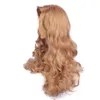 Long Blond Wavy Synthetic Wig For Women With Big Swap Bangs 22 Inch High Temperature Hair