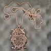 Animal hibou couleur or rose pendentif pull long collier vente en gros/kolye bayan/colliers/collier femme/gargantilha/collane/
