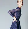 Navy Blue Elie Saab Feving Dresses Lace Dretal Prom Dresses Ords Barty With a Line Lace Hearique Beads Crew Neck Long Dh4112