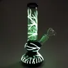 Soberania Glow in the Tubo Reto escuro Bong Bong taça de vidro 6-Braços Árvore Perc Oil Dab Rigs UV Dabber da tubulação de água Downstem bacia