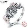 Dia dos namorados autêntico 925 prata esterlina rosa flor poética margarida flor de cerejeira anéis de dedo para mulheres jóias originais