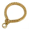 Fashion 12mm Dog Chain Collar Gold Tone 316L Stainless Steel Curb Miami Link Customize Pets Gift Wholesale Jewelry