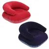 U-shaped Backrest Flocked-Single Inflatable Sofa Arm Chair Lounger Seat Mattress Inflatable-Chair Red Flocked air sleeping bed
