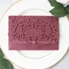 2019 Zarif Lazer Kesme Pocket Burgundy Düğün Davetiyesi Allık Lasercut Cep Diy Düğün Davetiyesi Ekle ve Envosp6972142