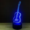 USB LED Night Light 3D Illusion Guitar Studio Decor 7 Färger Touch Sensor Lamp # R42