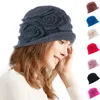 Gorro feminino floral Gatsby 1920 estilo flapper menina de lã de inverno gorro cloche balde chapéu A287