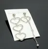 Nowa Gorąca Nowa Biżuteria jest ustawiona z diamentem Serce Studia Ears Asymetryczne Długie Pearl Kobiet Kolczyki Kolczyki Kolczyki Classic Chic Wyśmienity