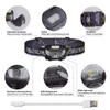 미니 충전식 LED 헤드 램프 모션 센서 LED 자전거 헤드 라이트 램프 야외 캠핑 손전등 USB 충전