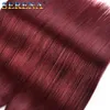 Cheveux vierges brésiliens bordeaux avec fermeture frontale en dentelle avec 3 faisceaux couleur 99J vin rouge cheveux raides tisse avec dentelle 13x4 Fro2641784