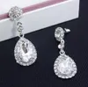 Hot New Crystal Bridal Jewelry Sets Silver Color Teardrop Bridal Bracelet Earrings Sets Wedding Jewelry Free Shipping