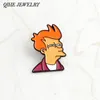 Qihe Futurama Broches Philip J. Fry Enamel Pins TV Mostrar Insignias Figura de dibujos animados Regalo de Joyería para Fans