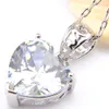 Luckyshine 5 Sets 925 Silver Wholesale Fashion Heart White Topaz Crystal Cubic Zirconia Pendants Necklaces Earrings Jewelry Sets