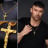 Kors Halsband Jesus Piece Pendant Gold Färg Rostfritt Stål Män Kedja Katolska Smycken Julklapp P624