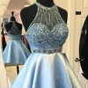 Minchas perfeitas Cetin Homecoming Dresses Sky Blue Sheer Aline Mini Knee Length 2018 Cocktail Cocktail Cocktail Club de coquetel W1312594