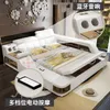 Modern zacht bed tatami slaapkamer king queen dubbele maat multifunctionele zachte muziek massagebed echte lederen kunstbed252s