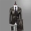  Baroque Suit Gold Blue Tuxedo Jacket+vest+pant Smoking Homme Costume Mariage Homme Party Wedding Stage Clothing 3XL