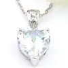 10 Pz Luckyshine Genuino Cuore Fuoco Topazio Bianco Gemme Pendenti Del Nastro Donne Festa di Nozze Cubic Zirconia Pietra Preziosa Pendenti Collane