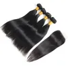 Cabelo virgem peruano de grau 10A feixes retos com fecho de renda frontal extensão do cabelo humano corpo água profunda natural onda solta jerry kinky encaracolado molhado e ondulado