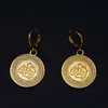 24K Gold Islamic Arabic Script Pendant Necklace Earring Set Religious Jewelry9256824