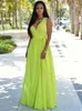 Summer New Women Prom Dress Fashion Chiffon Skater klänning V-ringad ärmlös delad wrap klänningar Bohemiska strandsolklänningar HY4093