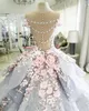 Charmante farbenfrohe Brautkleider Ballkleid 3Dfloral Applikationen Blume Vintage Bling Backless Long Court Zug Prinzessin Bridal Gow2977505