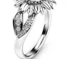 Mode Sunflower Crystal Ringar Diamant Ring Smycken Femme Bague Vigselringar för Kvinnor Nice Gifts Födelsedagsfesttillbehör