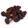 Trama di capelli ricci sciolti bordeaux # 99j Capelli rossi sciolti dell'onda di vino tesse fasci di capelli umani vergini peruviani 3 pezzi / lotto