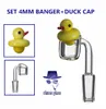 4mm Dikke Quartz Banger met Glas Gele Duck Carb Cap Rook Set 14mm 18mm Mannelijke Vrouwelijke Domeloze Nagels Caps voor Bongs Waterpijp