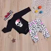 Halloween pumpkin outfits kids baby boys girls bow point print sequin headbandromperpants 3pcsset children cotton suits1437951