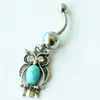 YYJFF D0696 Owl Style Aqua. Navel Belly Button Ring piercing body jewelry 1.6*11*5/8