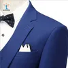 Neues Design -Bräutigam -Anzug Drei Stücke BlazerPantvest Polyester Material Dunkelblau Eins Breaaaauzierter Männer Kleidung für Hochzeit US4076778