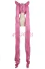 Sailor Moon Chibi Usa Black Lady 2 Pferdeschwänze lange rosa gerade Cospaly volle Perücke