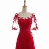 Elegant Chiffon Aftonklänningar Sheer med Applique Shining Sequins Pärlor Lång Prom Klänning Lace-Up Back Formal Gowns Cheap