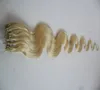 Estensioni dei capelli umani con microanello ad anello per capelli con punta brasiliana Remy, 100 g, estensioni con micro perline bionde