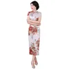상하이 이야기 Long Qipao Satin Cheongam 중국 전통 드레스 짧은 슬리브 가짜 실크 긴 중국 드레스 8277119