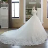 2019 images réelles robe de bal robe de mariée Vintage musulman grande taille robe de mariée en dentelle princesse avec manches robe de bal robe de mariée308t