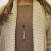 New fashion Vintage Lava-rock Bead Feather/Leaves Tassel Long Necklace Aromatherapy Essential Oil Diffuser Necklaces Black Lava Pendant