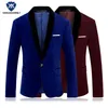 Men Slim Royal Blue Velvet Blazers Red Suit Jacket Latest Coat Classic Wedding Suits Men  Velour Blazer Dress Groom Suit