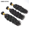Peruvian vattenvåg 3 ​​buntar mänskliga hårförlängningar 100g / bit Naturlig svart 1b Remy Hair Weave kan färgas bländas