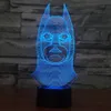 Lámpara LED de noche con ilusión de bulbo de Batman en 3D, lámpara de escritorio con cambio de 7 colores, accesorios de iluminación acrílicos para dormitorio y dormir # R87