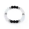 Kristalsteen witte zwarte kralen strengen armbanden armbanden voor vrouwen mannen genezing bid bid elastische yoga armband sieraden geschenken wil en zandig drop -schip