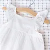 Nyfödda Baby Kläder Toddler Infant Rompers Nyaste Sommar Toddler Jumpsuit Ärmlös Broderi Lace Romper Klänningar Baby Girls Outfits