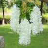 10 Colors White Green Artificial Flowers Simulation Wisteria Vine Wedding Decorations Long Silk Plant Bouquet Door Room Office Garden