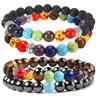 7 Chakren Armreif Naturstein Buddha Mala Handgefertigte tibetische buddhistische Gebetsperlen Diffusor Armband Armreif für Yoga Männer und Frauen als Geschenk