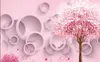 Carta da parati di alta qualità 3D Stereoscopico 3D Stereo Disegnato a mano romantico Cherry Blossom Background Wall Wall Mural Wall Paper Painting