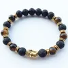 Bracciale da uomo con perline in pietra lavica nera occhio di tigre da 8 mm Bracciale diffusore di profumo di olio essenziale per aromaterapia Gioielli per Buddha Yoga