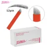 100pieces 12 Flex Laminas Teori 12 Pin Microblading Needles Permanent Makeup Eyebrow Tatoo Blade för manuell tatuering penna maskin